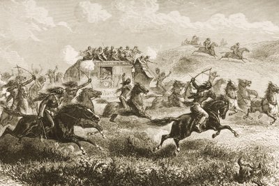 Transport der US-Post über die Sierra Nevada im Jahr 1860, aus 